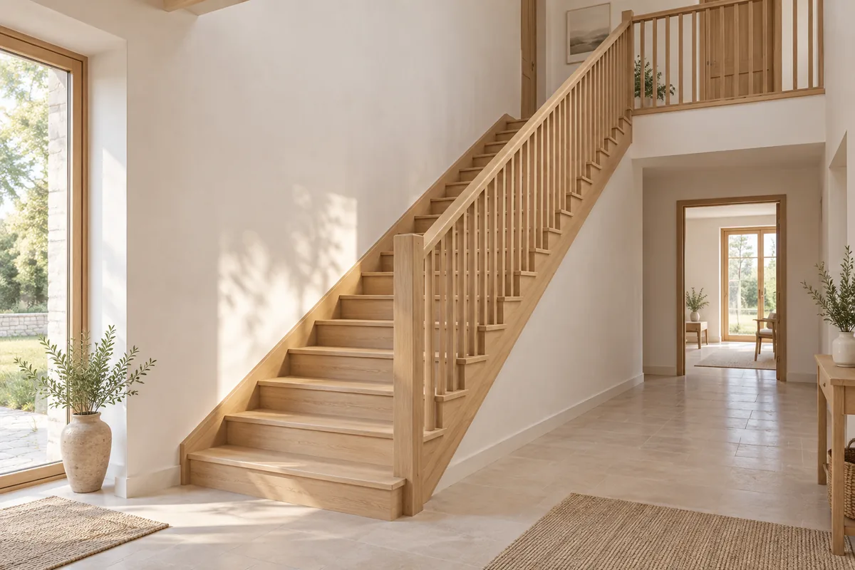 Scară interioară cu balustradă din lemn — concept